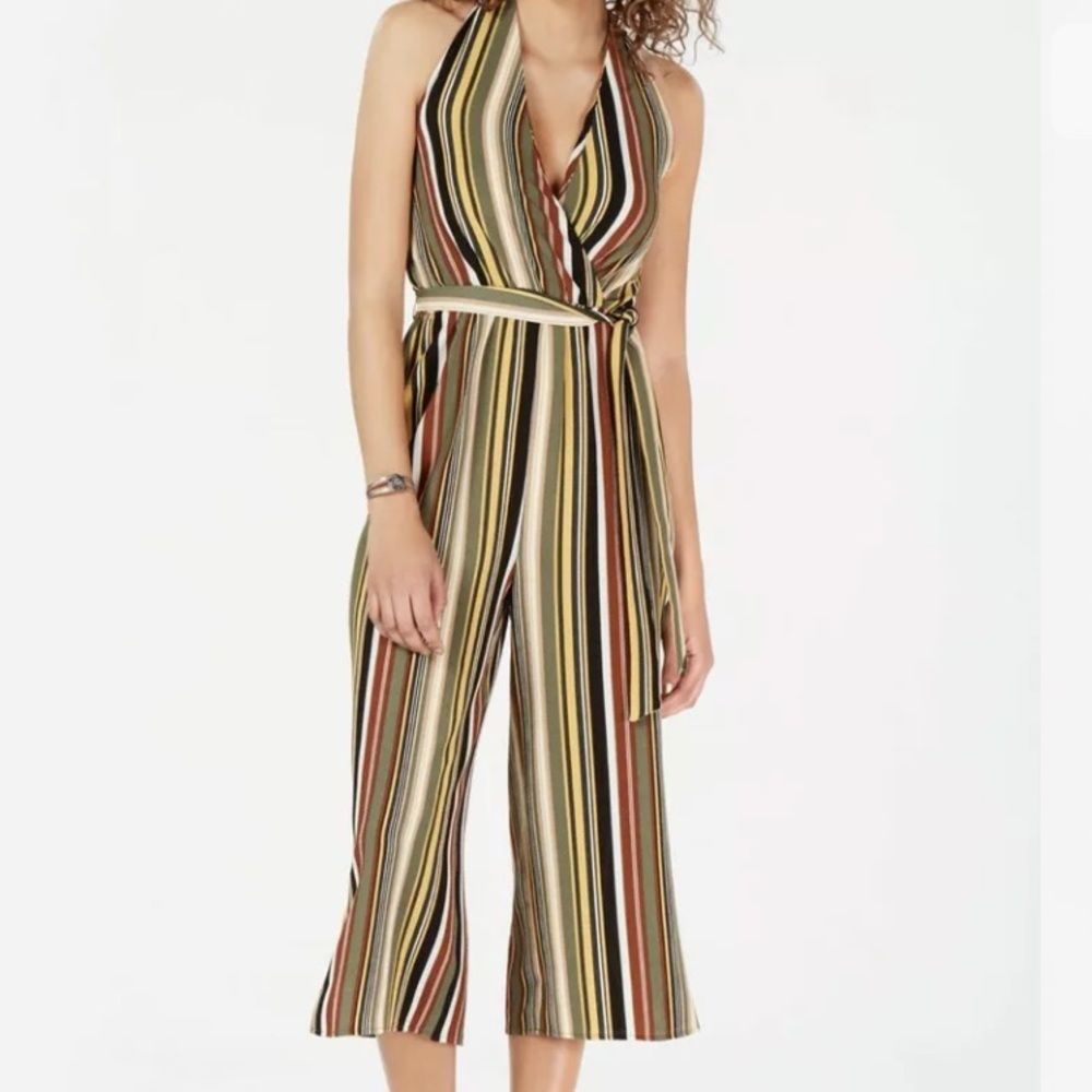 NWT ALMOST FAMOUS STRIPE HALTER JUMPSUIT M URBAN OUTFITTERS